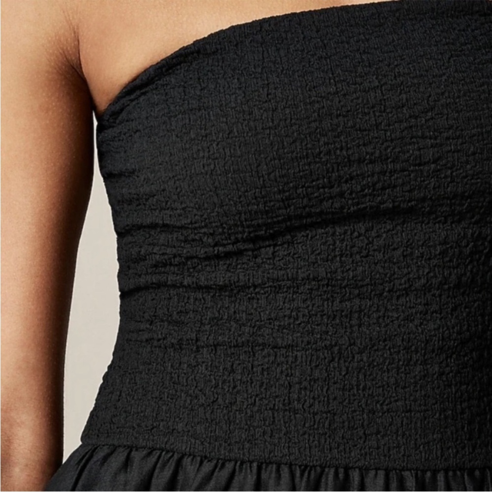 J. Crew Black Strapless Smocked Midi Dress - Picture 3 of 8